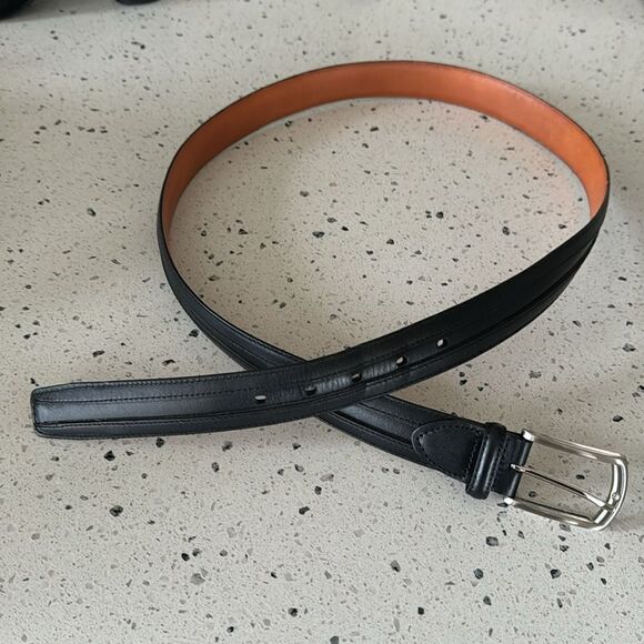 JOHNSTON & MURPHY Black Leather Business Casual Dress Belt Men’s Size 42 EUC - Picture 5 of 12